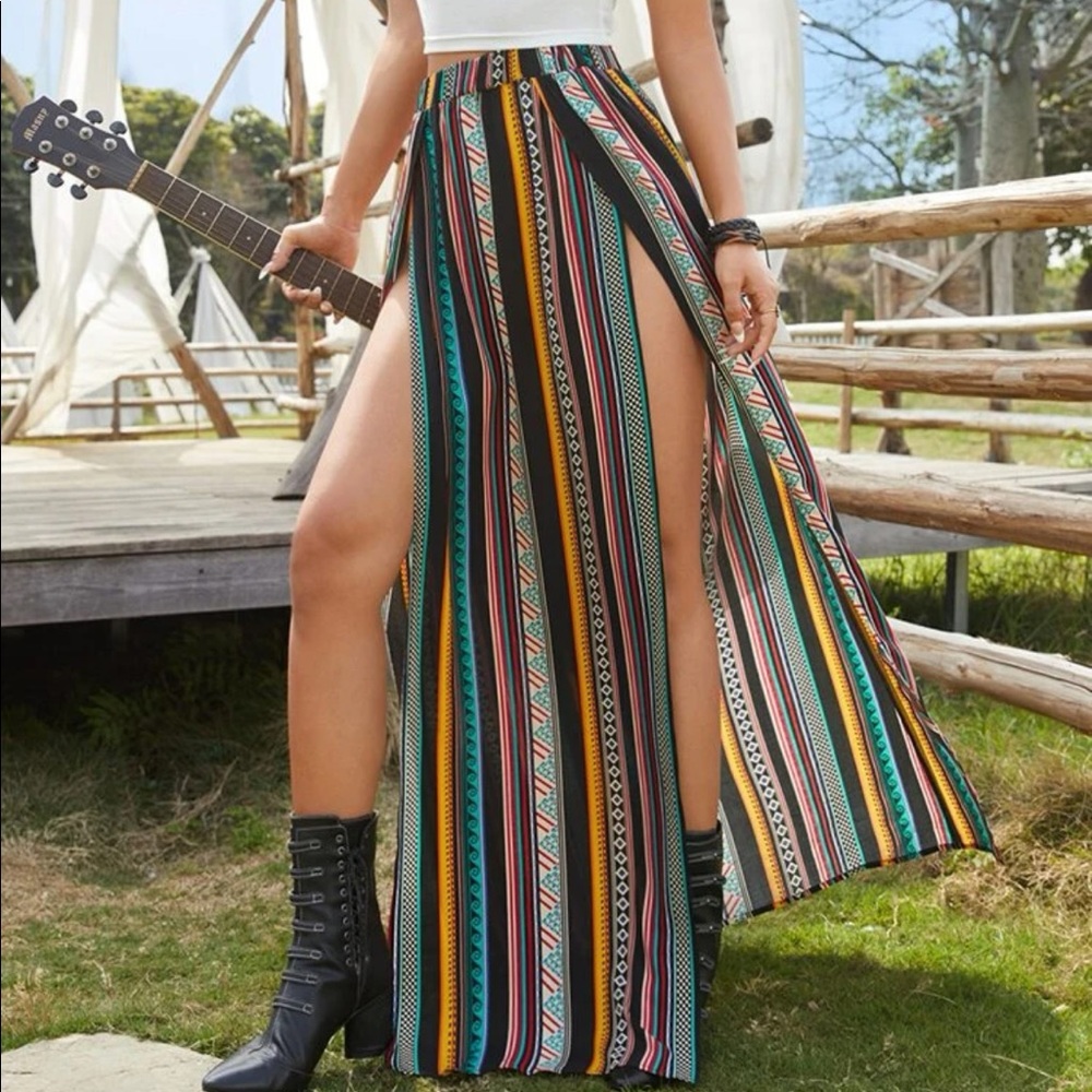 M slit boho festival maxi skirt
